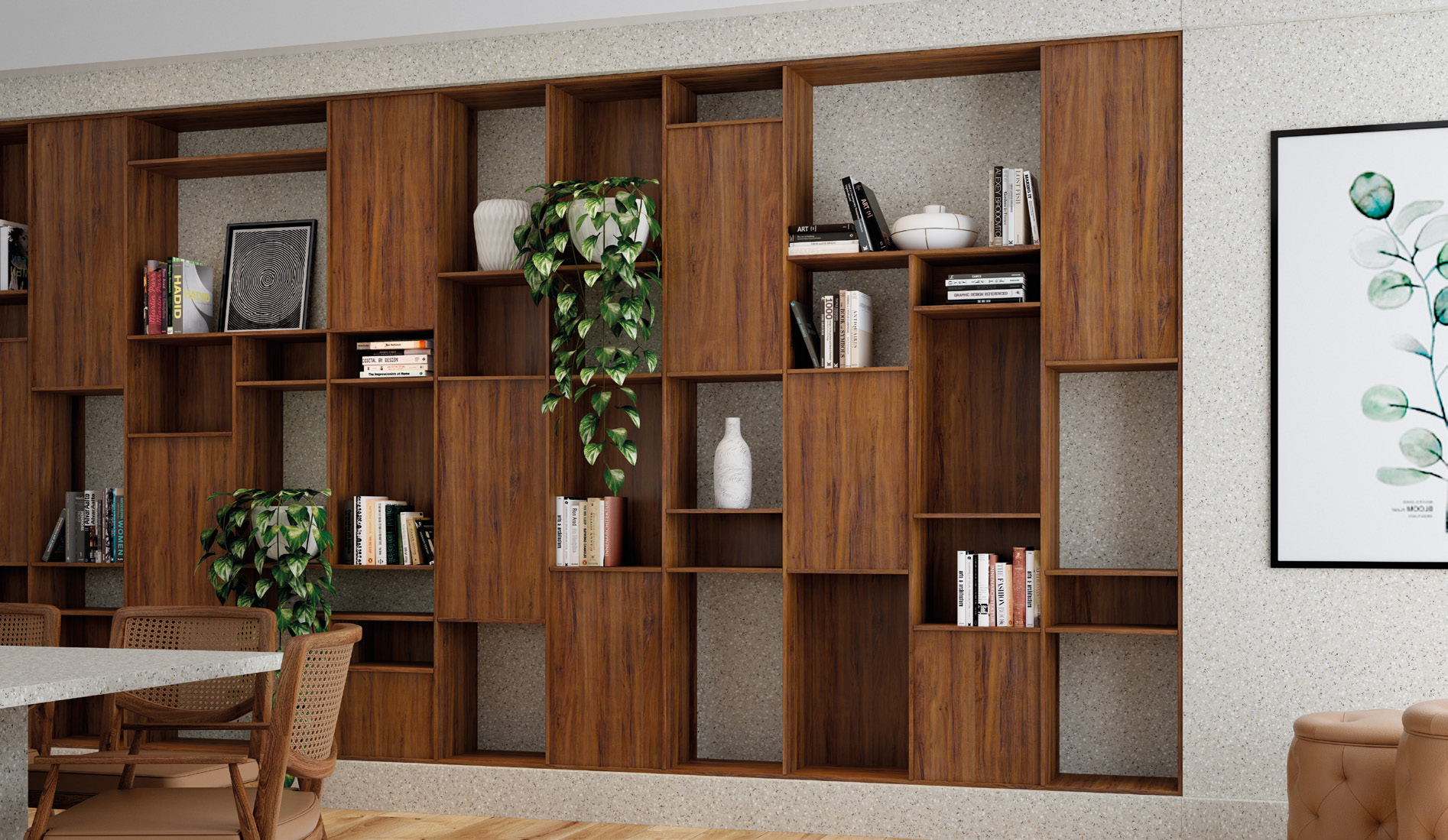 Ambiente con MDF tono Imbuia